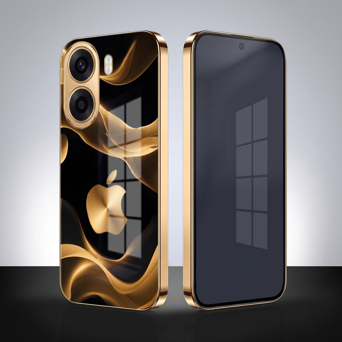 Oppo K14x 5G Luxury Wave Gold Electroplated Glass Phone Back Case