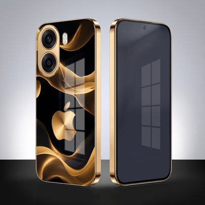 Oppo K14x 5G Luxury Wave Gold Electroplated Glass Phone Back Case