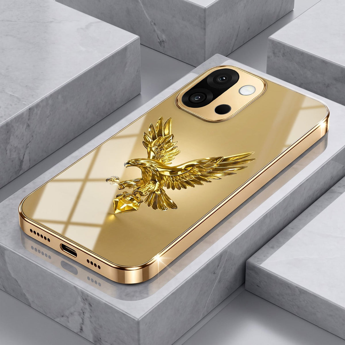 OnePlus 13s 5G Golden Eagle Gold Electroplated Glass Phone Back Case