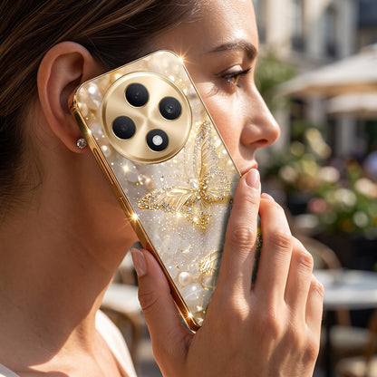 Oppo F27 Pro+ 5G Golden Butterfly Gold Electroplated Glass Phone Back Case