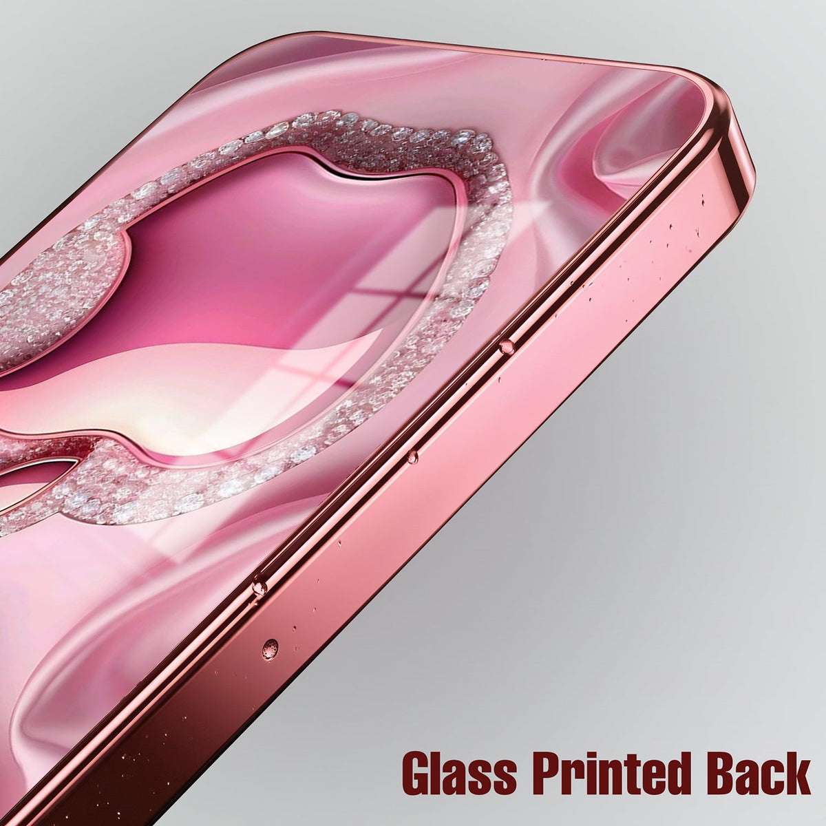 Vivo V70 FE 5G Luxury Apple Logo Pink Electroplated Glass Phone Back Case
