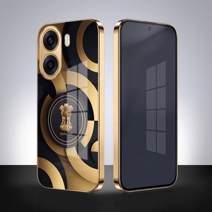 Oppo K14x 5G Royal Emblem Gold Electroplated Glass Phone Back Case