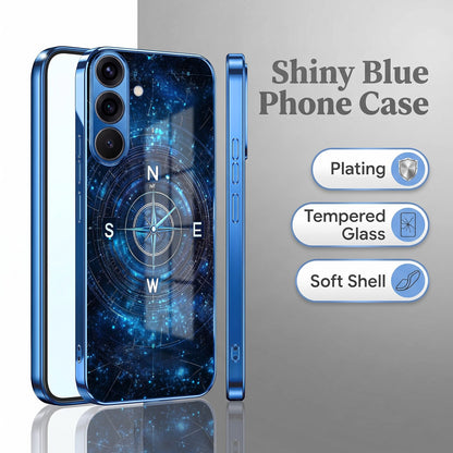 Samsung Galaxy A36 5G Astral Compass Blue Electroplated Glass Phone Back Case