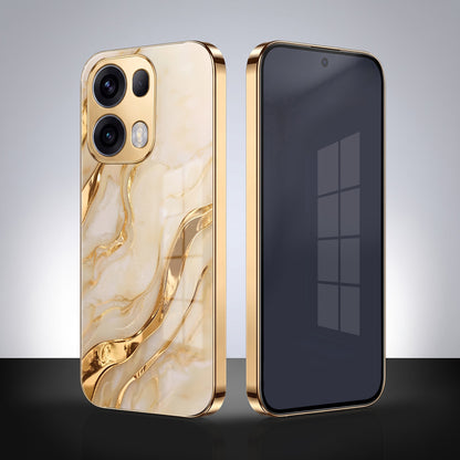 Oppo Reno 13 Pro 5G Marvel Texture Gold Electroplated Glass Phone Back Case