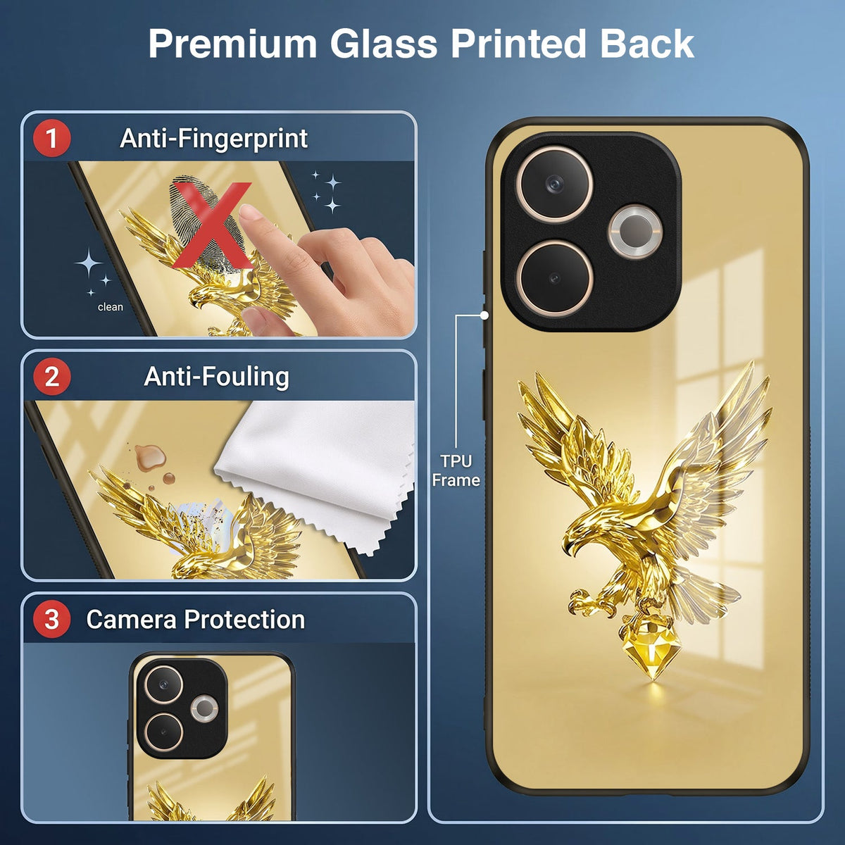 Oppo A5 Pro 5G Golden Eagle Acrylic Glass Back Case