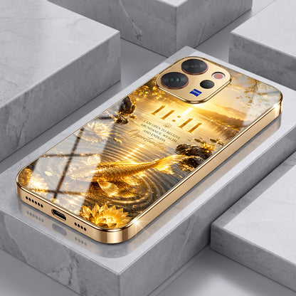 Vivo V70 5G 11:11 Manifestation Gold Electroplated Glass Phone Back Case