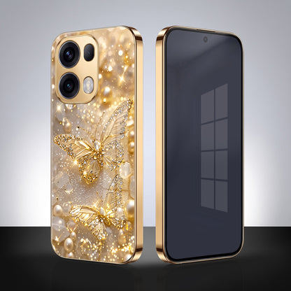 Oppo Reno 13 Pro 5G Golden Butterfly Gold Electroplated Glass Phone Back Case
