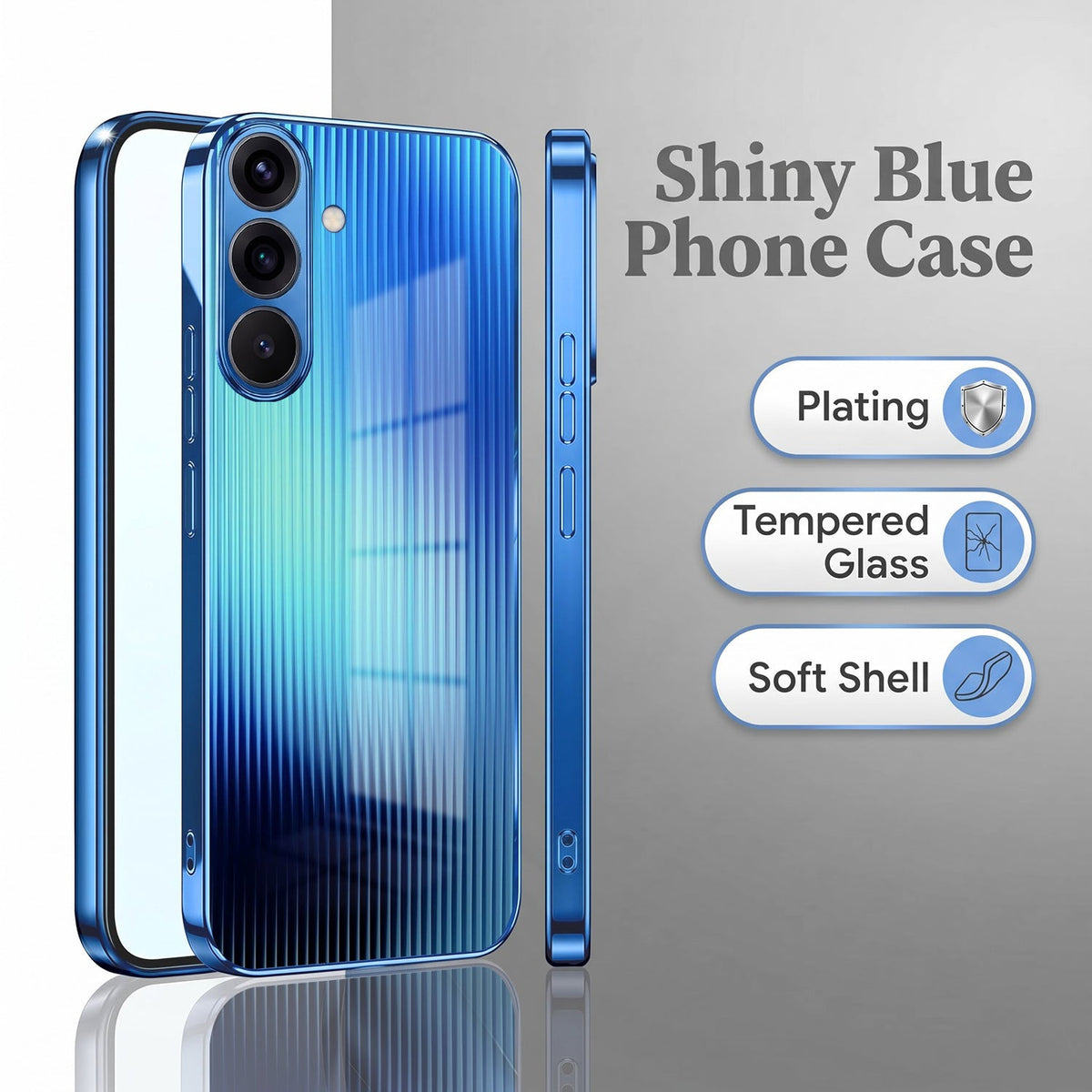 Samsung Galaxy A36 5G Aureon X1 Blue Electroplated Glass Phone Back Case