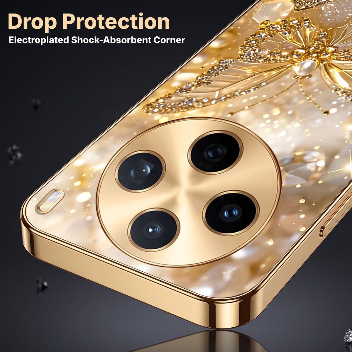 Vivo X200T 5G Golden Butterfly Gold Electroplated Glass Phone Back Case