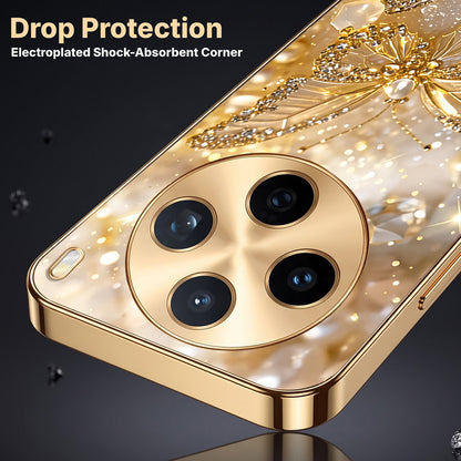 Vivo X200T 5G Golden Butterfly Gold Electroplated Glass Phone Back Case