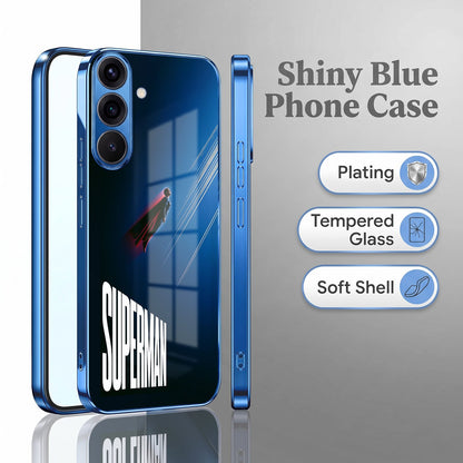 Samsung Galaxy A56 5G Superman Blue Electroplated Glass Phone Back Case