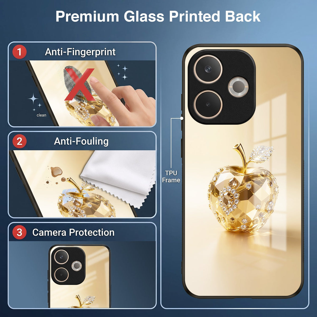 Oppo A5 Pro 5G Golden Apple Acrylic Glass Back Case