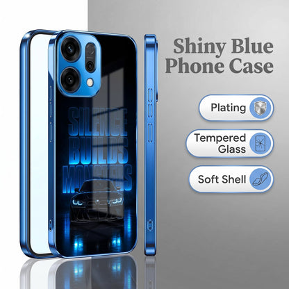 Oppo Reno 14 5G Silence Build Monsters Blue Electroplated Glass Phone Back Case
