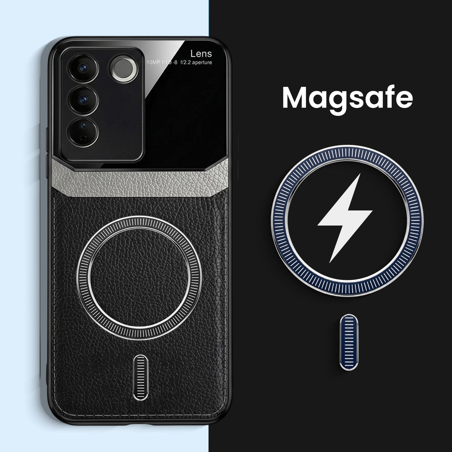Vivo V27 5G Premium Magsafe Magnetic Leather Lens Protective Case