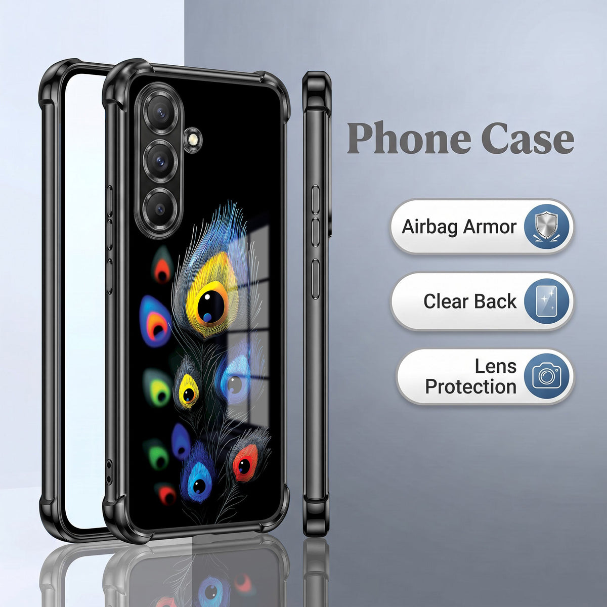 Samsung Galaxy A36 5G Multi-Feather Peacock Airbags Printed Back Case