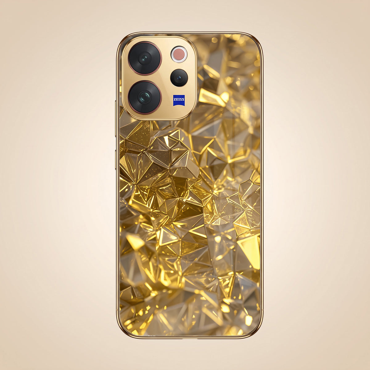 Vivo V70 5G Golden Diamond Shatter Gold Electroplated Glass Phone Back Case