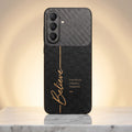 Samsung Galaxy A57 5G Belive Quote Carbon Fiber Leather Hybrid Back Case