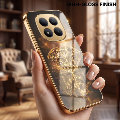 Redmi Note 15 Pro+ 5G Golden Diamond Gold Electroplated Glass Phone Back Case
