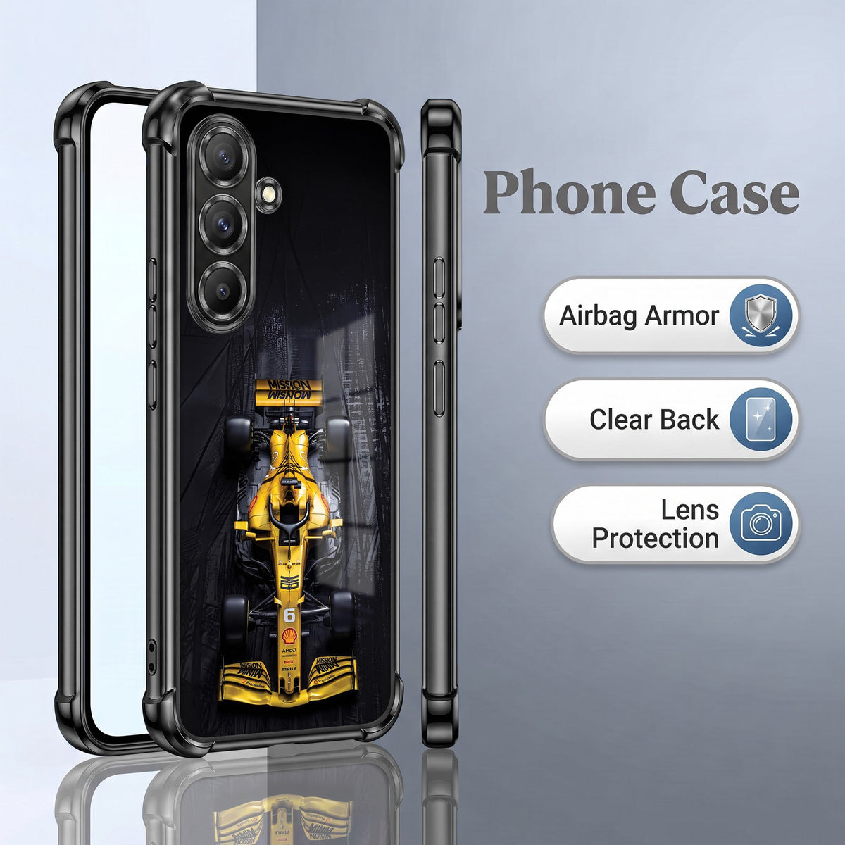 Samsung Galaxy A36 5G F1 Racing Cars Airbags Printed Back Case