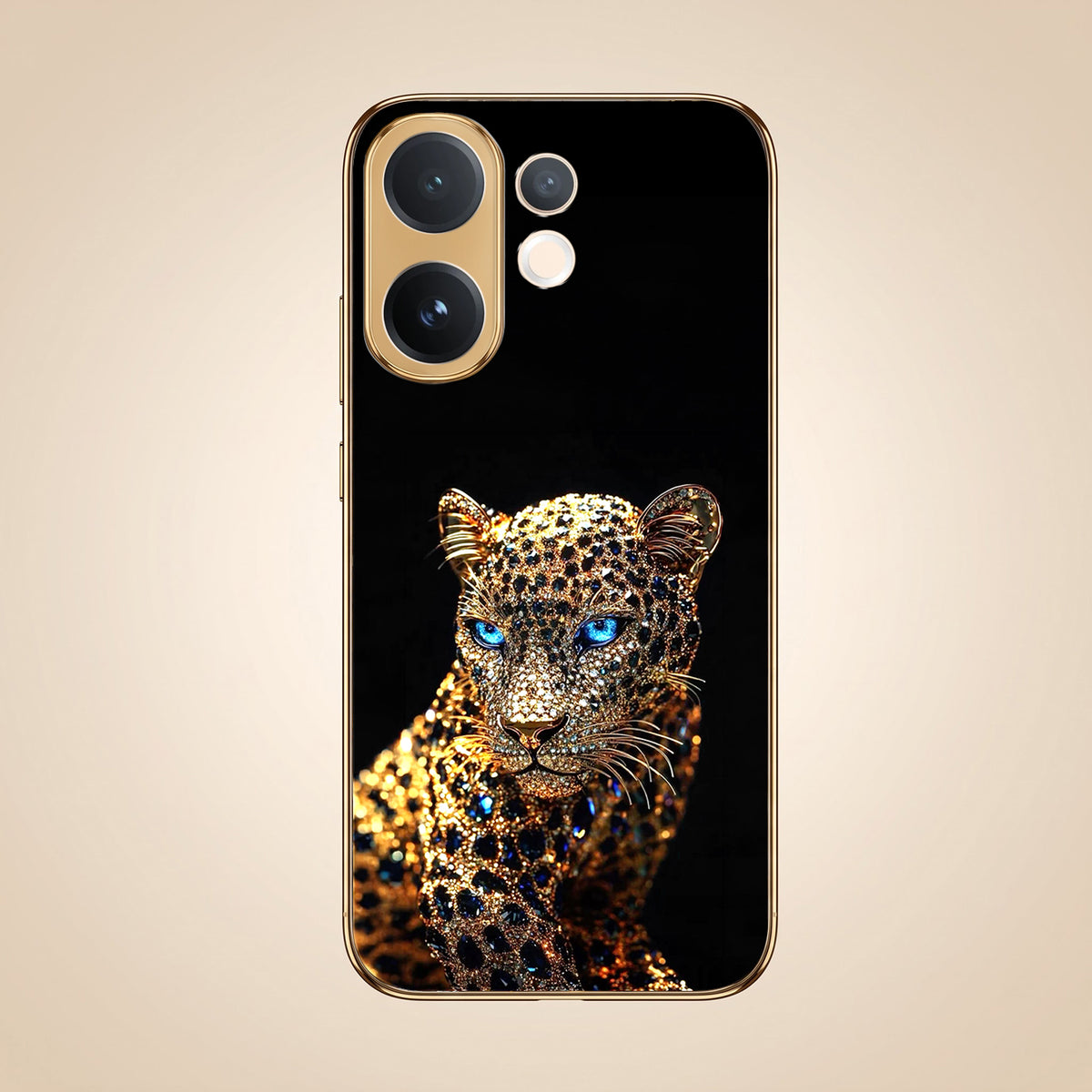 Vivo V60 5G Panther Gold Electroplated Glass Phone Back Case