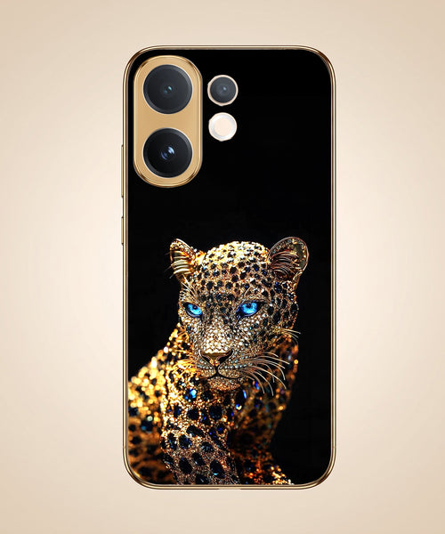 Vivo V60 5G Panther Gold Electroplated Glass Phone Back Case