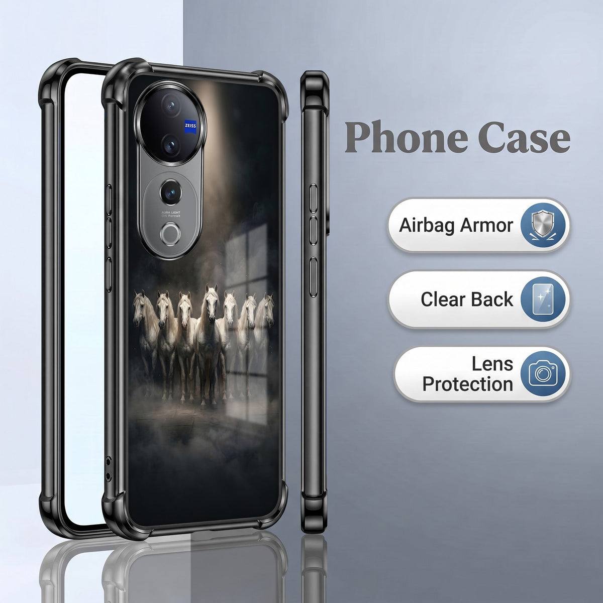 Vivo V40 Pro 5G Running Horses Airbags Printed Back Case