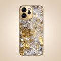 Oppo Reno 15 Pro Mini 5G White Diamond Shatter Gold Electroplated Glass Phone Back Case