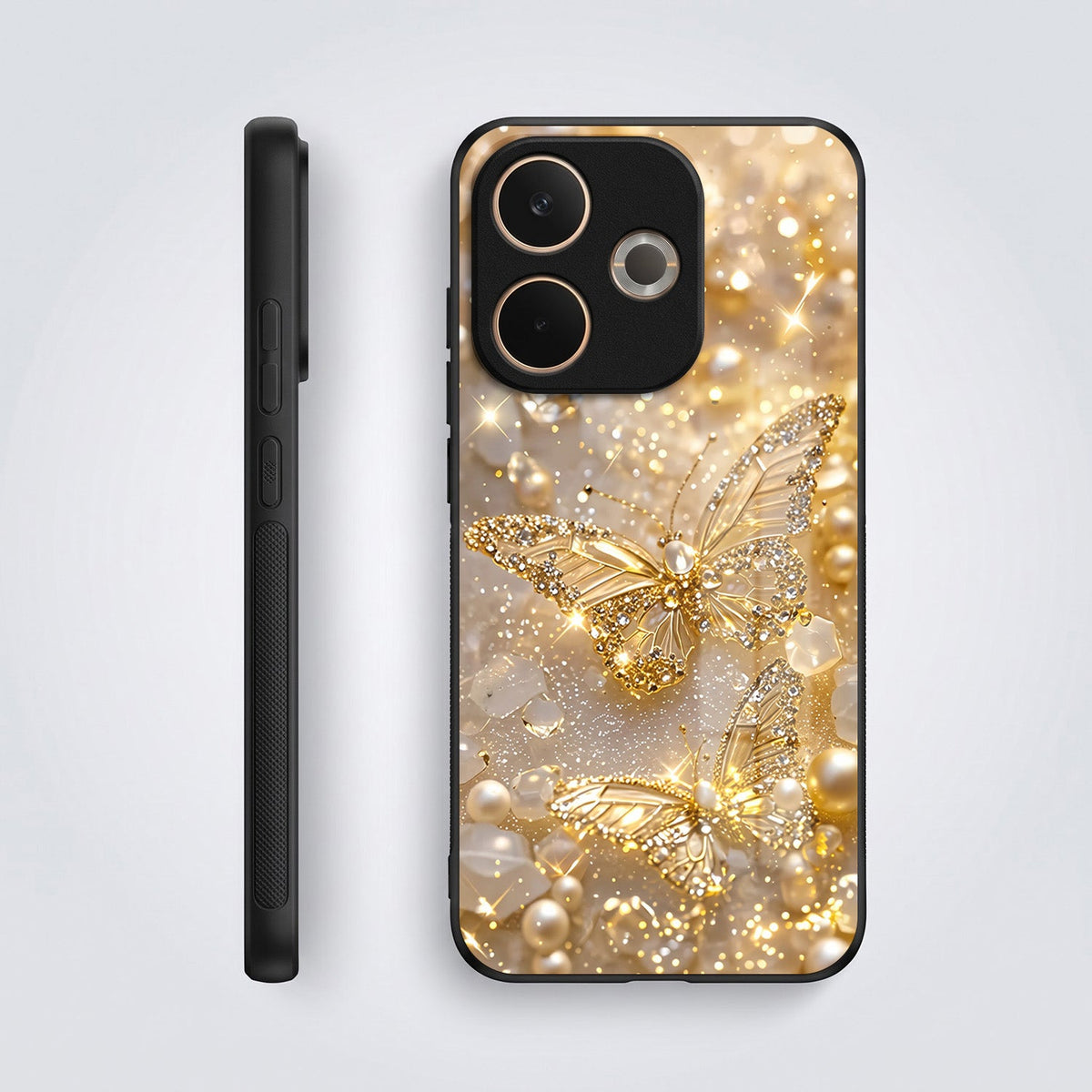 Oppo A5 Pro 5G Golden Butterfly Acrylic Glass Back Case