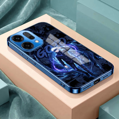 Oppo Reno 14 5G Jujutsu Kaisen Blue Electroplated Glass Phone Back Case