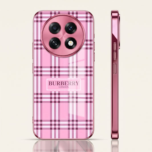 Oppo F31 Pro+ 5G Burberry Classic Pink Electroplated Glass Phone Back Case