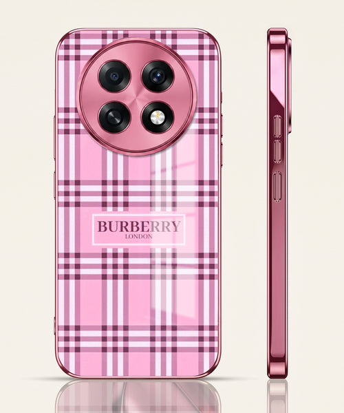 Oppo F31 Pro+ 5G Burberry Classic Pink Electroplated Glass Phone Back Case