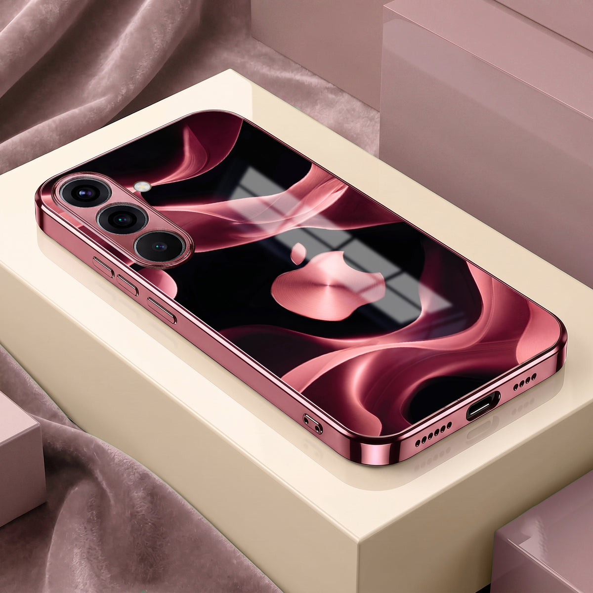 Samsung Galaxy A36 5G Luxury Wave Pink Electroplated Glass Phone Back Case
