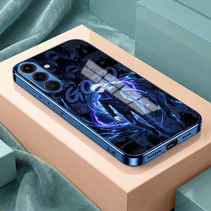 Samsung Galaxy A36 5G Jujutsu Kaisen Blue Electroplated Glass Phone Back Case