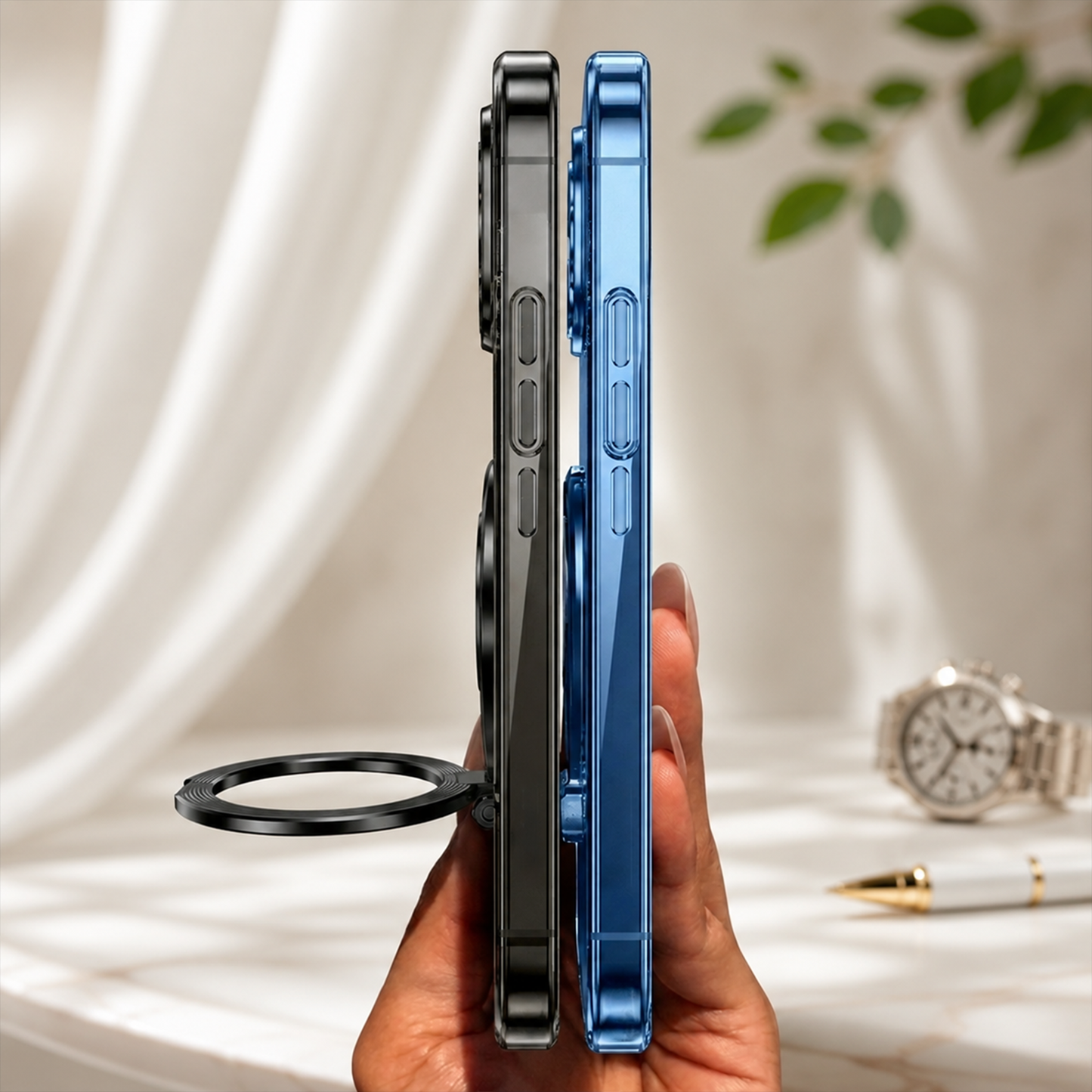 Vivo Y400 Pro 5G Original Luxury Magnifier Ring Stand Shockproof Airbags Corner Case