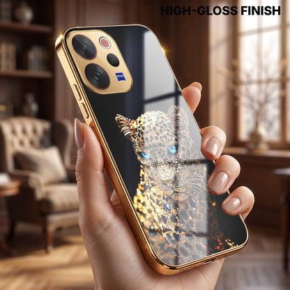 Vivo V70 5G Panther Gold Electroplated Glass Phone Back Case