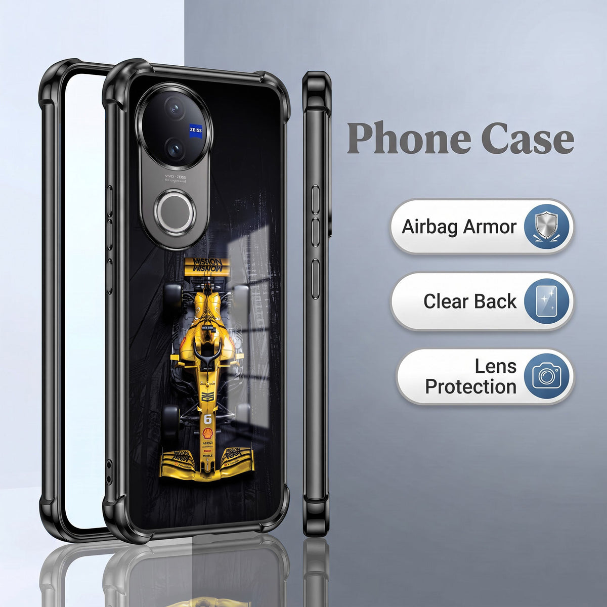 Vivo V50 5G F1 Racing Cars Airbags Printed Back Case