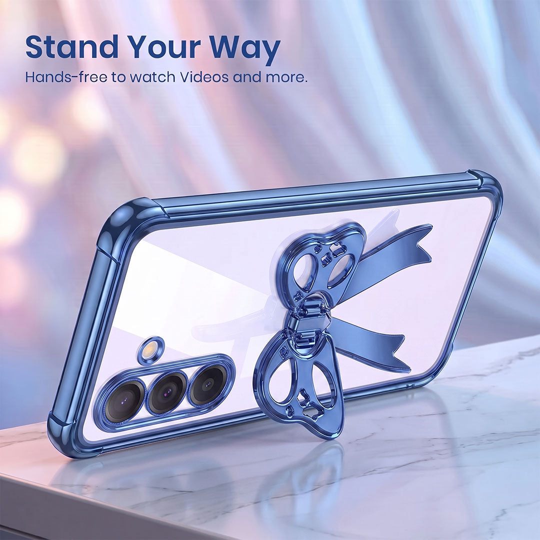 Samsung Galaxy M56 5G Stylish Bow Knot Transparent Shockproof Airbag Phone Case