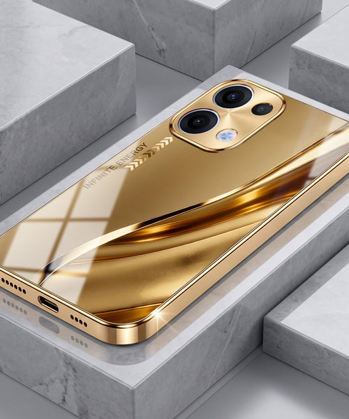 Oppo Reno 13 5G Luxury Infinity Energy Gold Electroplated Glass Phone Case