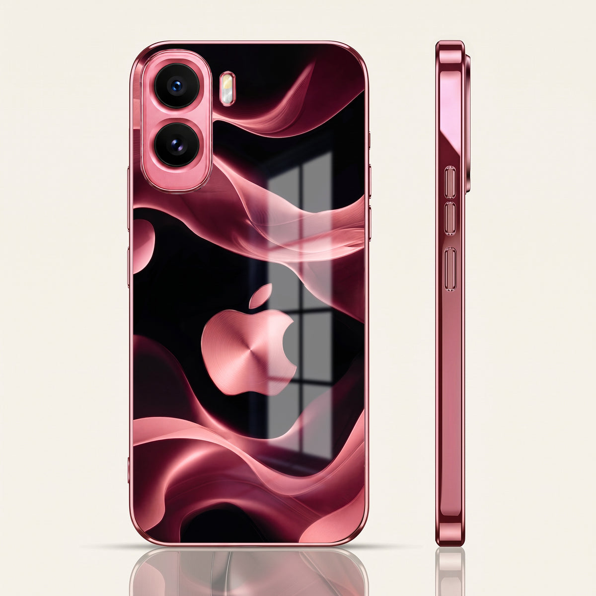 Vivo T5 Pro 5G Luxury Wave Pink Electroplated Glass Phone Back Case