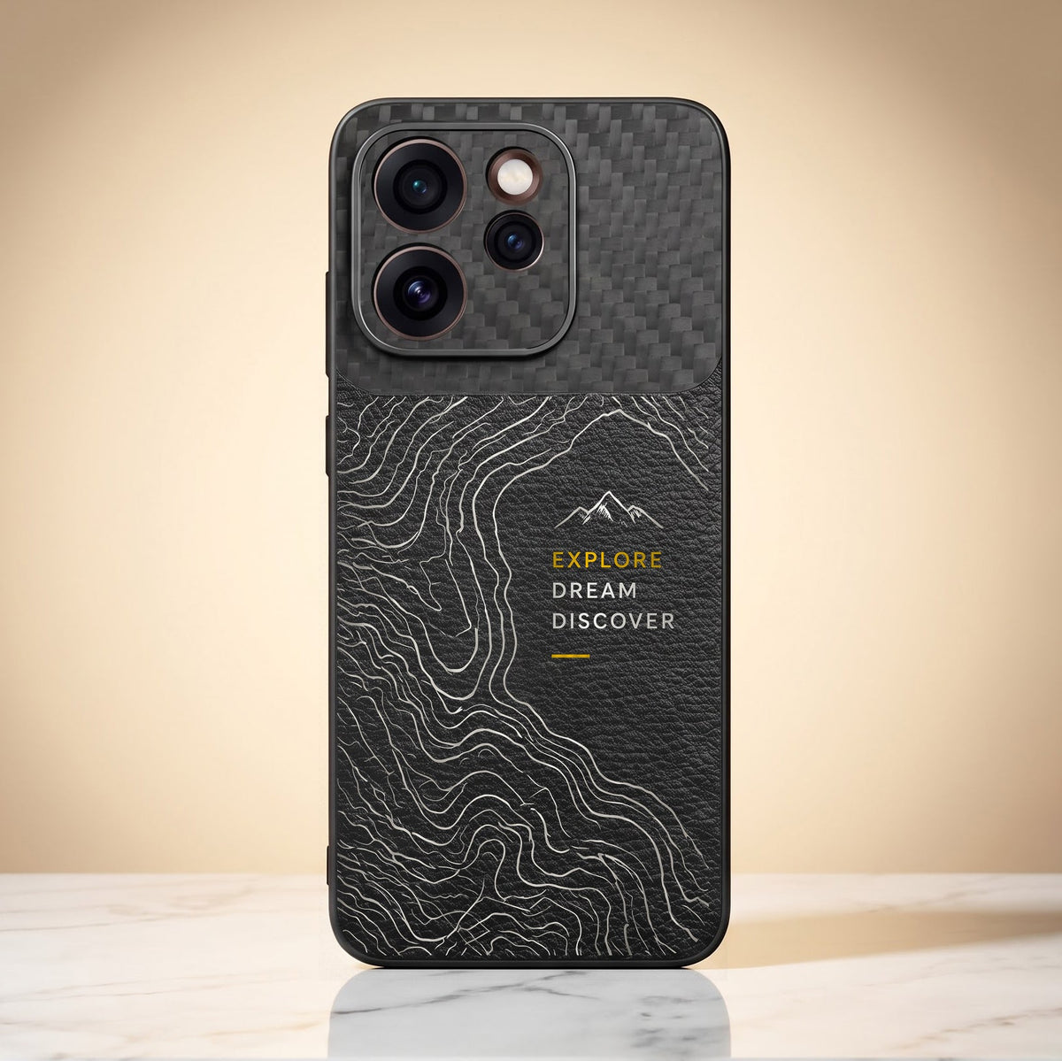 Oppo Reno 15 Pro Mini 5G Explore Dream Carbon Fiber Leather Hybrid Back Case