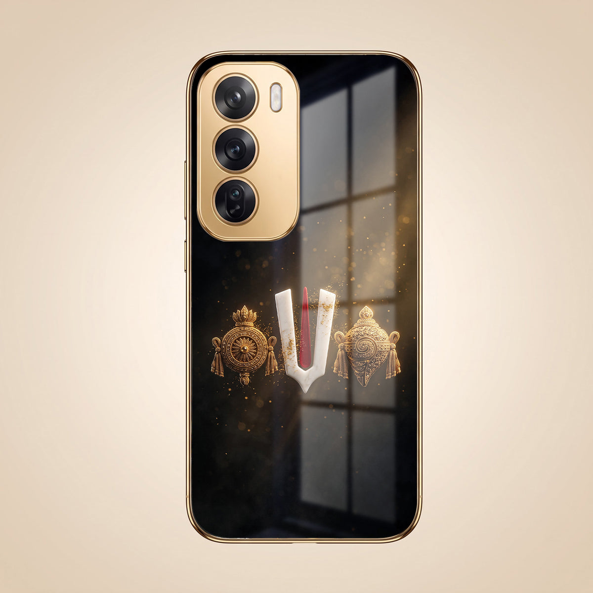 Oppo Reno 12 Pro 5G Royal Heritage Edition Gold Electroplated Glass Phone Back Case
