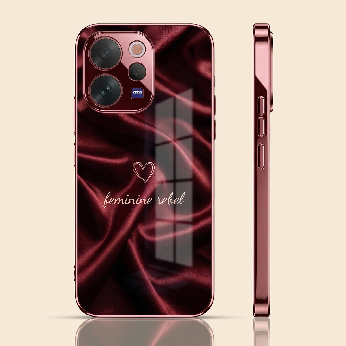 Vivo V70 5G Feminine Rebel Burgundy Electroplated Glass Back Case