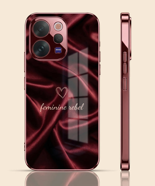 Vivo V70 5G Feminine Rebel Burgundy Electroplated Glass Back Case