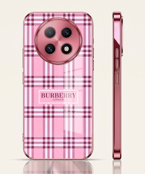 Oppo F29 Pro 5G Burberry Classic Pink Electroplated Glass Phone Back Case