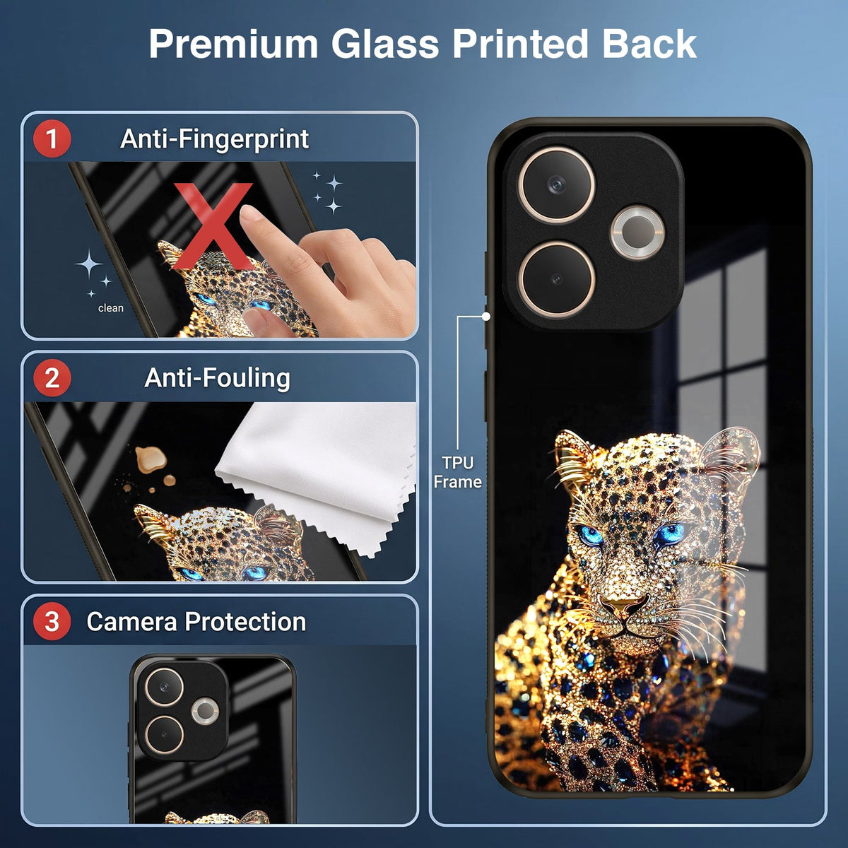 Oppo A5 Pro 5G Panther Acrylic Glass Back Case