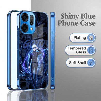 Oppo Reno 14 5G Jujutsu Kaisen Blue Electroplated Glass Phone Back Case