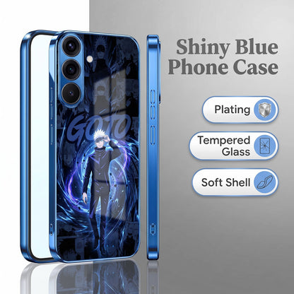 Samsung Galaxy A56 5G Jujutsu Kaisen Blue Electroplated Glass Phone Back Case