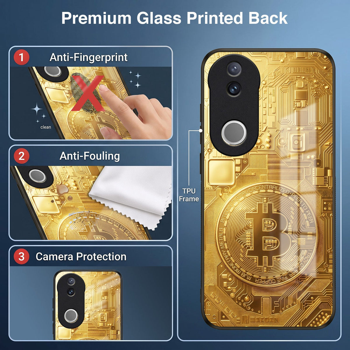 Vivo V50 5G Bitcoin Acrylic Glass Back Case