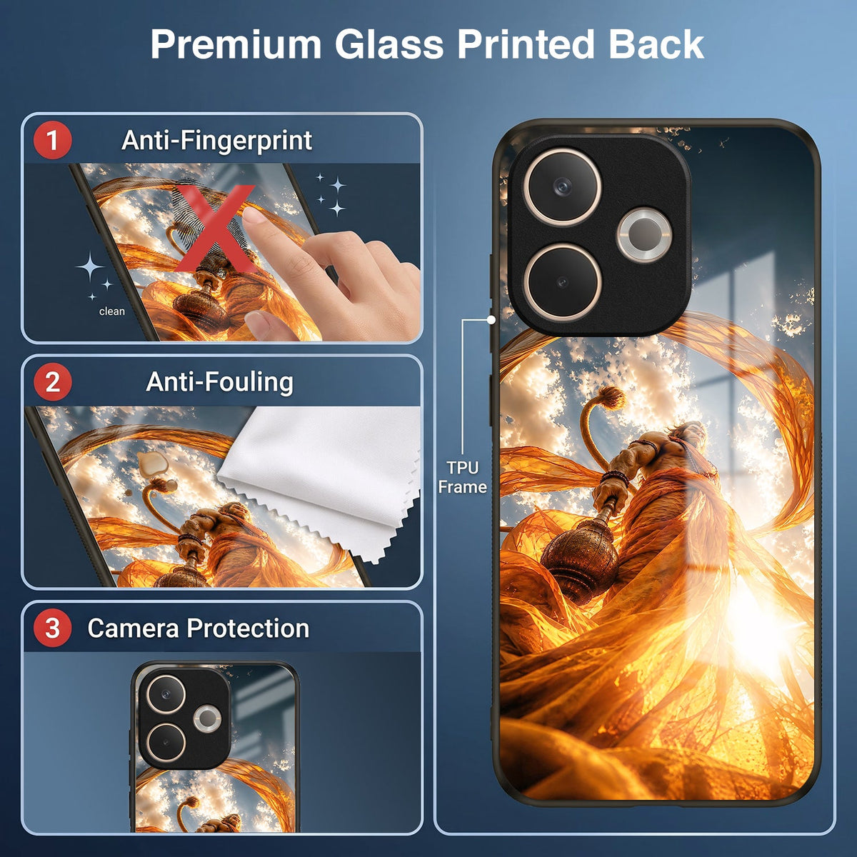 Oppo A5 Pro 5G Divine Hanuman Acrylic Glass Back Case