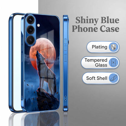 Samsung Galaxy A36 5G Lunar Wolf Blue Electroplated Glass Phone Back Case